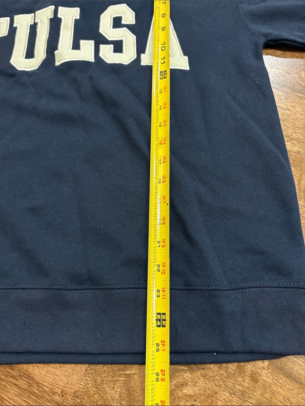New York Popular Tulsa Graphic Sweatshirt Navy Blue White Stripes Mens M - Picture 4 of 5